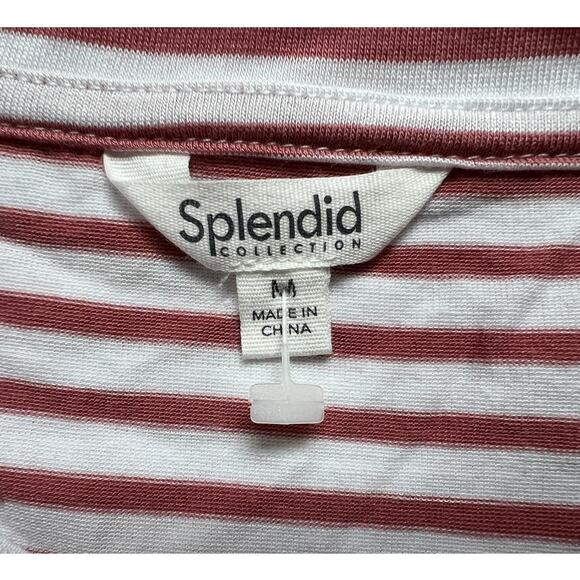 SPLENDID TOP WOMENS SIZE MEDIUM LULU CREW NECK TEE SHIRT RED WHITE STRIPES NEW - Picture 3 of 12